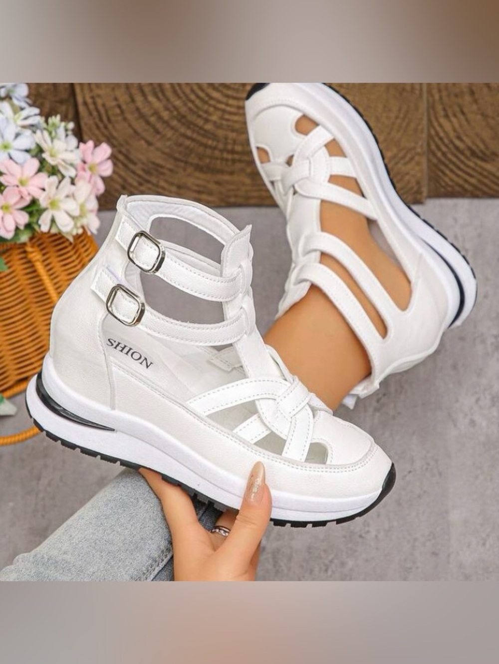 White Gladiator style Sneakers for Women